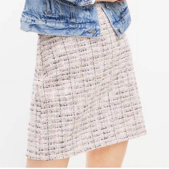 LOFT Dresses & Skirts - LOFT pink multicolored Tweed A-Line Skirt Size 2
